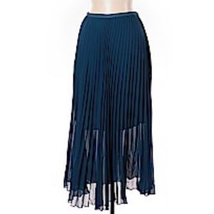 H&M teal pleated midi skirt